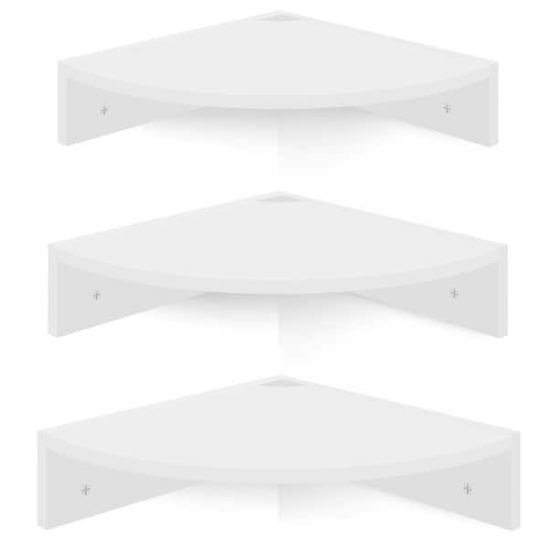 Unbranded 12 in. W x 12 in. D White Wood Corner Floating Shelves Set of 3 Wall Mounted Decorative Wall Shelf