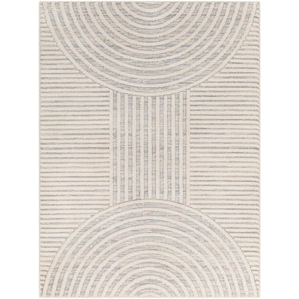 Livabliss Nora Cream/Medium Gray 5 ft. x 7 ft. Geometric Indoor Area Rug