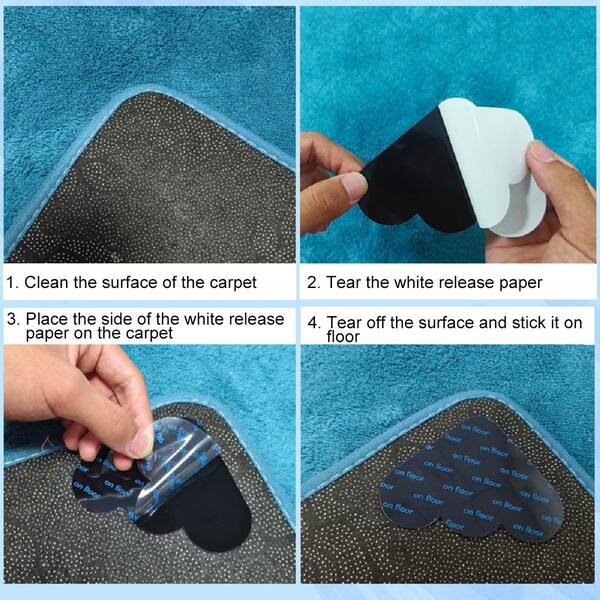 Non Slip Rug Pad - Rug Corner Pads - No Damage Carpet Tape Rug Tape - 16  Pack