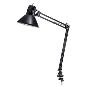 36 in. Black Metal Swing Arm LED Desk Lamp with Clamp