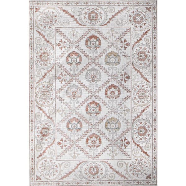 BASHIAN Ashland Ivory 8 ft. x 10 ft. (7 ft. 6 in. x 9 ft. 6 in.) Floral Transitional Area Rug