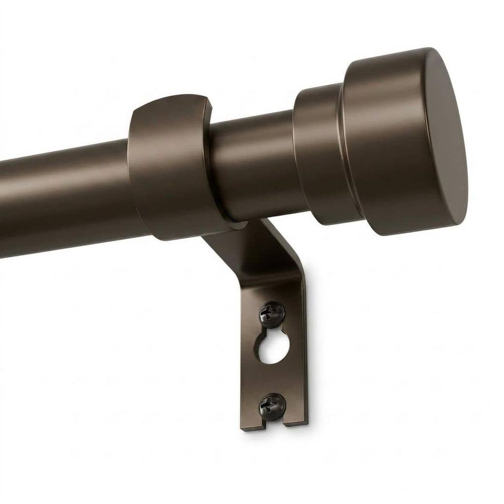 Select Curtain Rods ZESTLIBI 16 in. - 88 in. Adjustable 1 in. Single Curtain Rod in Brown ...