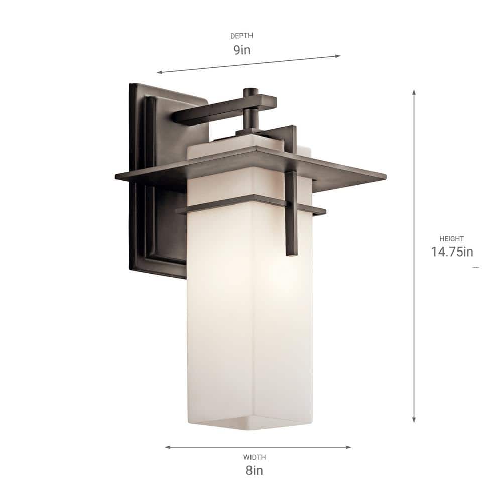 Bronze 14.75" Outdoor Wall Lantern with Opal Glass