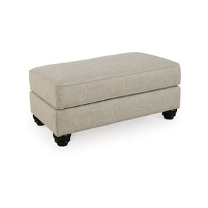 Beige and Black Polyester Rectangle Accent Ottoman