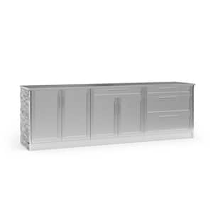 Outdoor Kitchen Signature Series SS 111.16 in. L x 25.5 in. D x 37 in. H 4-Piece Cabinet Set in White Crystal Marble