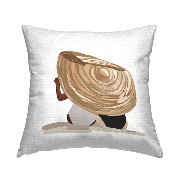 Stupell Industries Beach Friends Tropical Ocean Sun Hat Tan Square Outdoor Throw Pillow