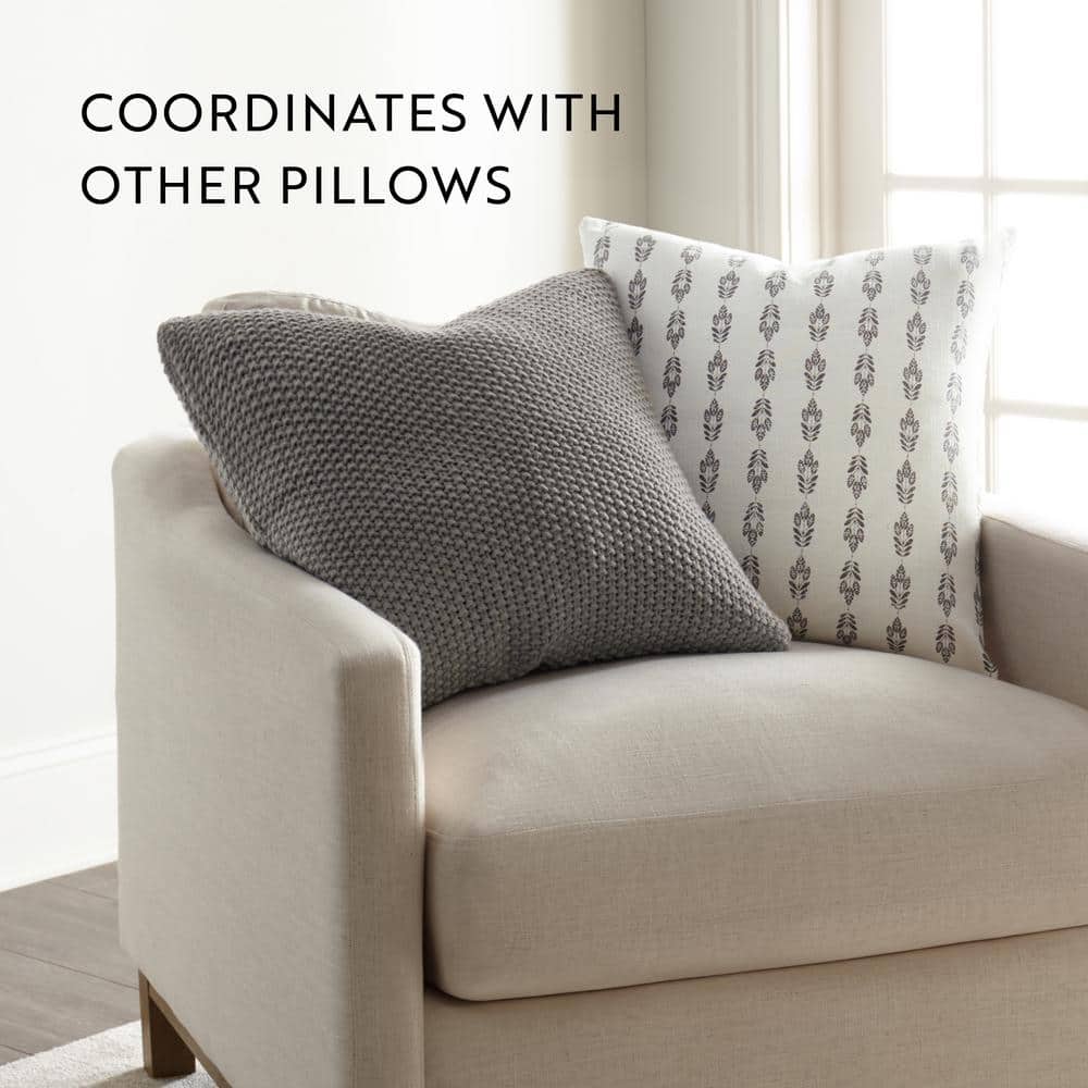 Gray Cotton Knit Square Throw Pillow 20 x 20