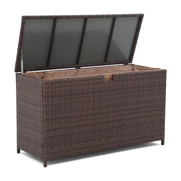 125 Gal. Brown Wicker Outdoor Storage Deck Box