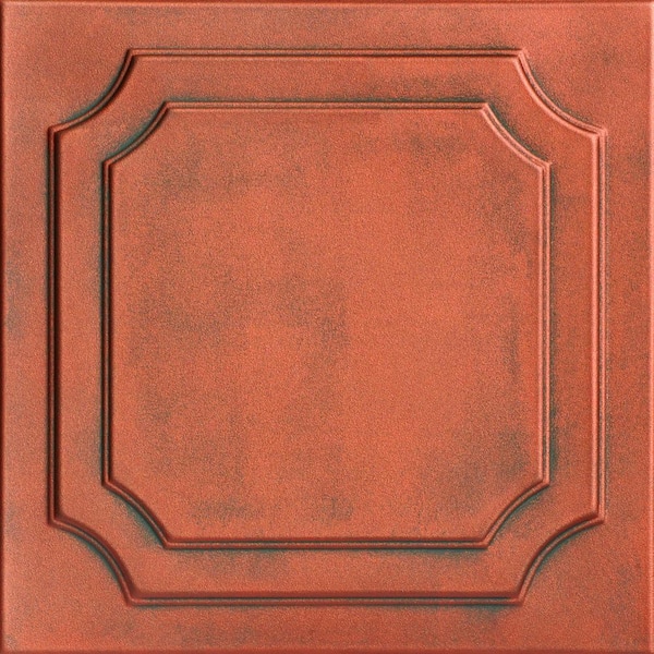 A La Maison Ceilings Virginian 1.6 ft. x 1.6 ft. Glue Up Foam Ceiling Tile in Copper Patina