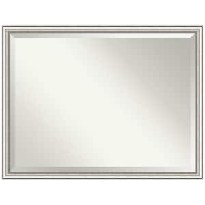 Salon Silver Narrow 42.5 in. W x 32.5 in. H Framed Beveled Bathroom Vanity Mirror in Silver