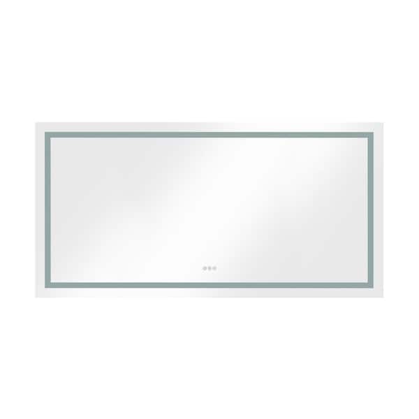 White 36 in. W x 72 in. H LED Rectangle Metal Framed Wall Mirror