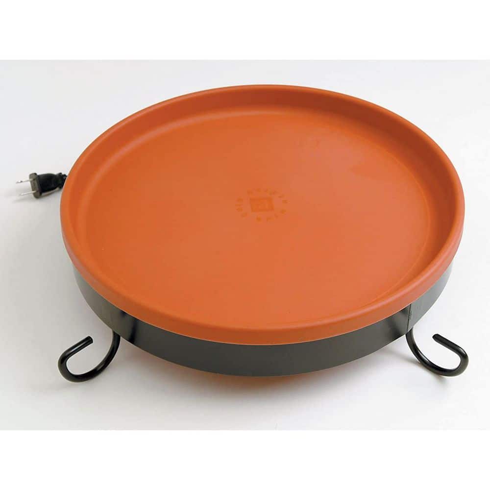 Terracotta Plastic Heated Birdbath with Multiple Mounting Options