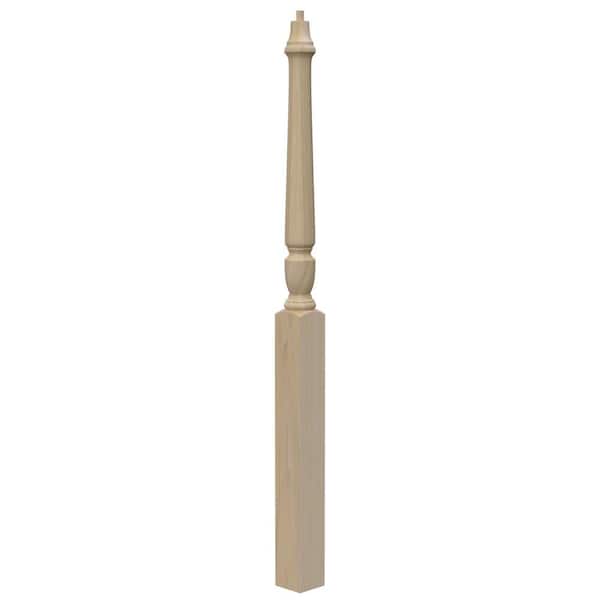 EVERMARK Stair Parts 3015 56 in. x 3-1/2 in. Unfinished Poplar Pin Top Newel Post for Stair Remodel