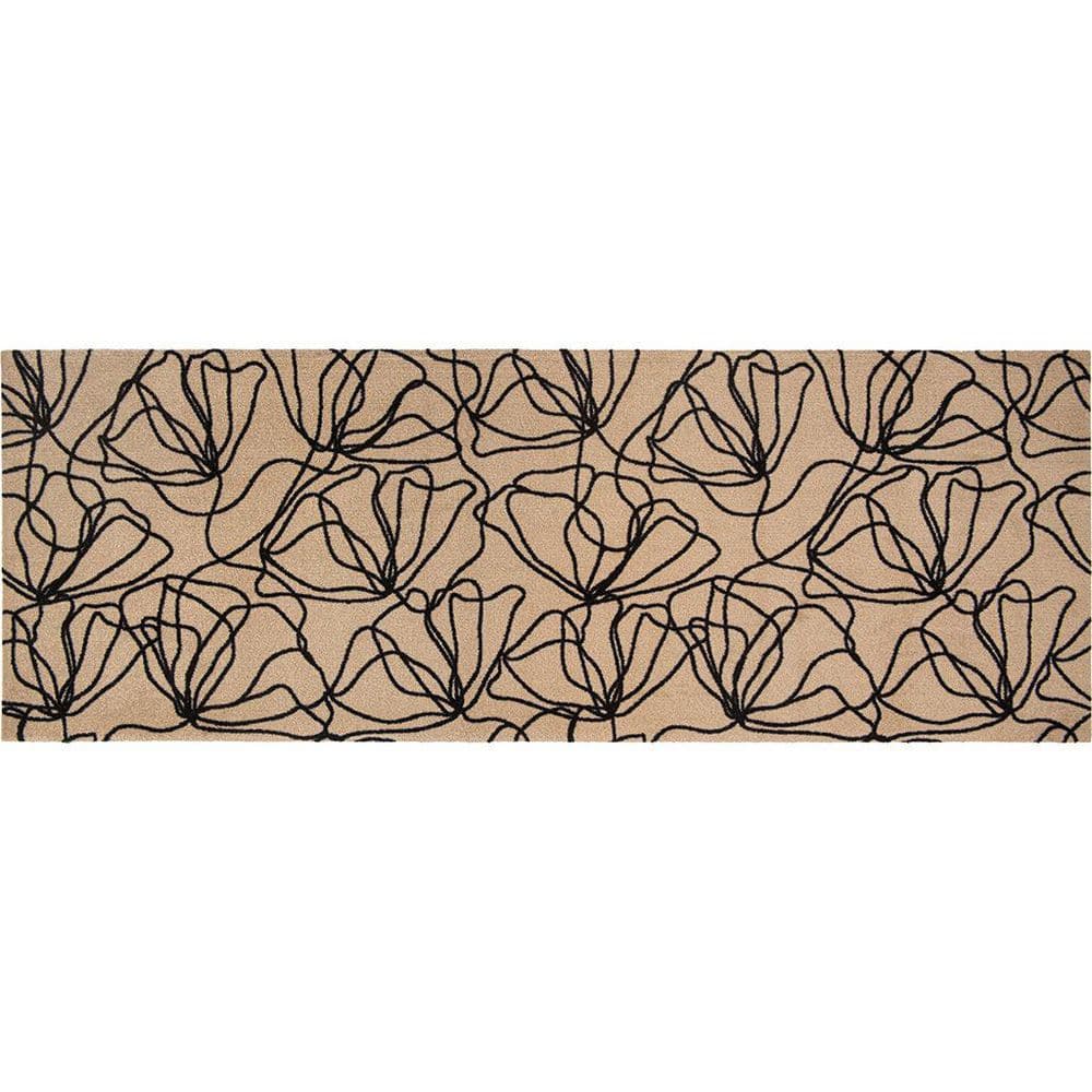 6' Beige and Black Floral Washable Runner Rug With UV Protection price history on PriceWatchPro