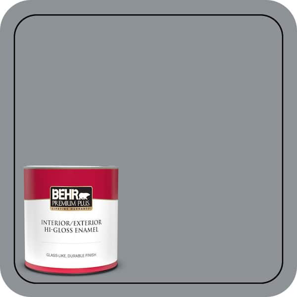 BEHR PREMIUM PLUS 1 qt. #PPU18-04 Dark Pewter Hi-Gloss Enamel Interior/Exterior Paint & Primer