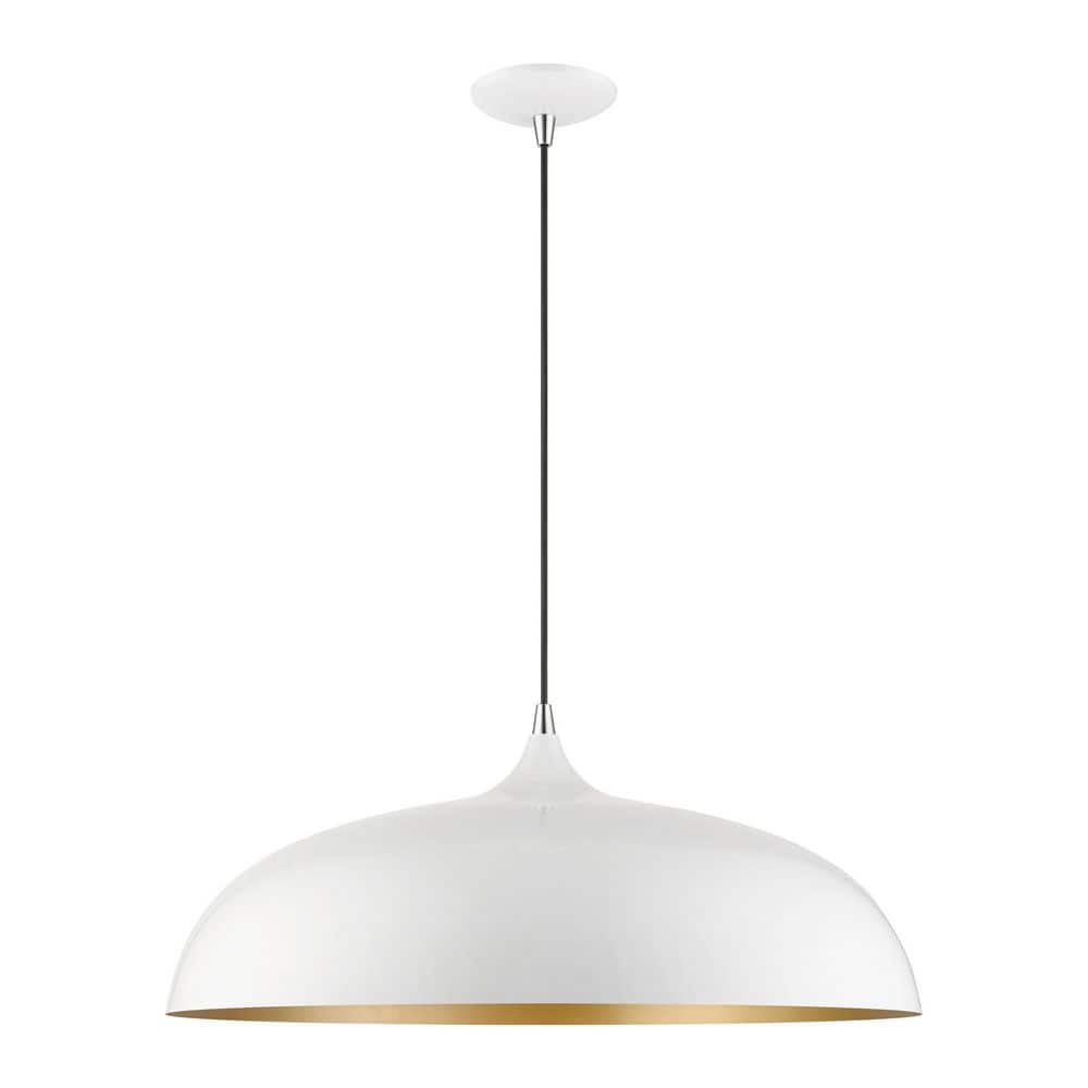 Hansberry 3-Light Shiny White Large Pendant with Polished Chrome Accents and an Aluminum Shade price history on PriceWatchPro