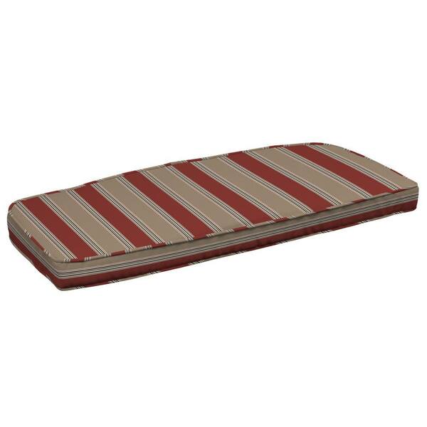 Arden Chili Stripe Double Welt Wicker Outdoor Loveseat Cushion-DISCONTINUED