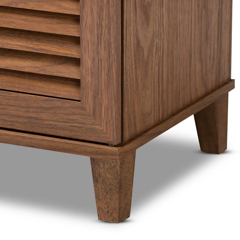 Walnut 3-Tier Dark Wood Shoe Storage Cabinet
