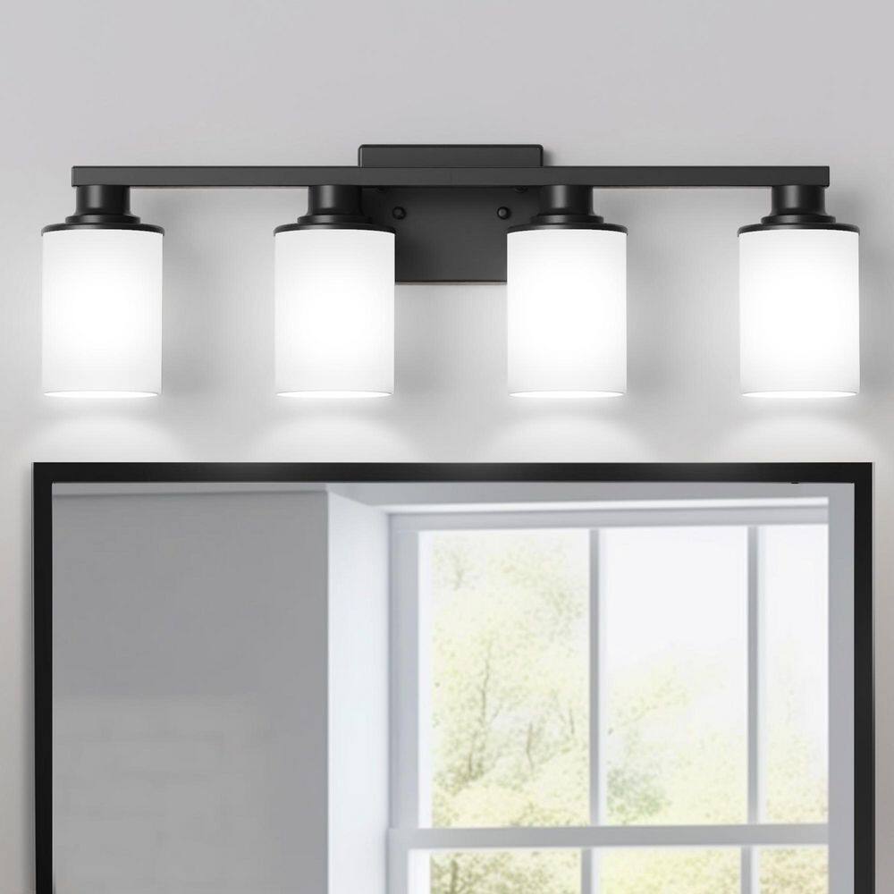 27 in. 4-Light Matte Black Vanity Light Damp Rated for Bathroom with Dimmable No Bulbs Included price history on PriceWatchPro