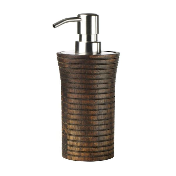 Home Decorators Collection Eko 3 in. W Lotion Dispenser in Ribbed Wood