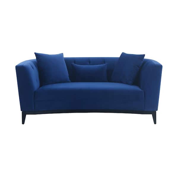 Armen Living Melange 72" W Blue Velvet 2 Seater Loveseats