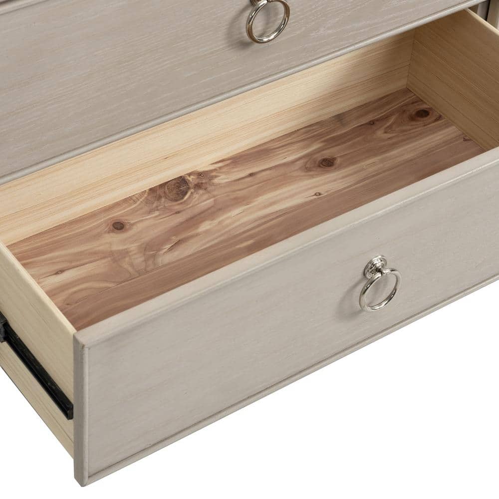 Natural Oak Vertical Chest with Hammered Stainless Steel Accent
