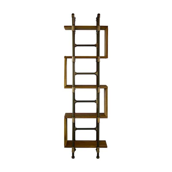 Furniture Pipeline New Age 69 in. Hammered Bronze/Aged Bronze Metal 5-shelf Standard Bookcase with Open Back