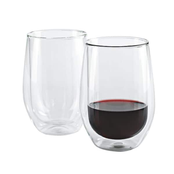 Wine Enthusiast 12 oz. Steady-Temp Double Wall Cabernet Stemless Wine Glasses