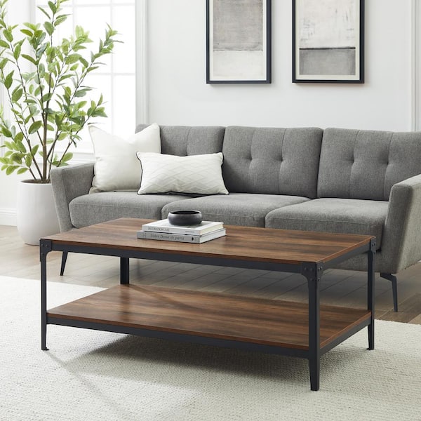 Large Rectangle Mdf Coffee Table, Black And White Rustic Coffee Table