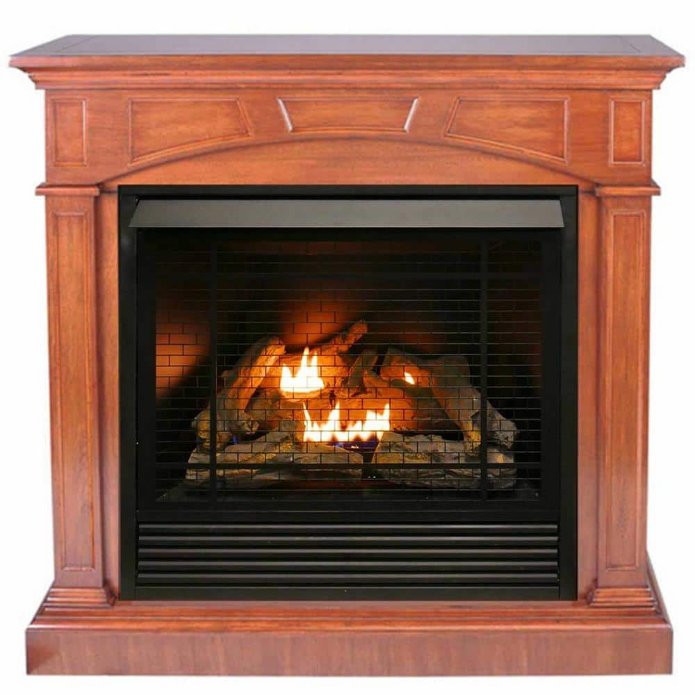 Dual Fuel Ventless Gas Fireplace - 32,000 BTU, Remote Control, Heritage Che