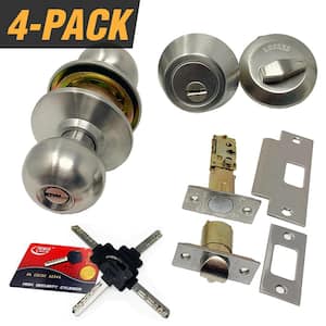 High Security Stainless Steel Combo Lock Set with Keyed-Alike Door Knob and Deadbolt (4-Pack)