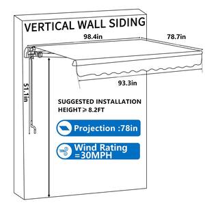 7 ft. x 8 ft. Manual Patio Retractable Awnings in Beige