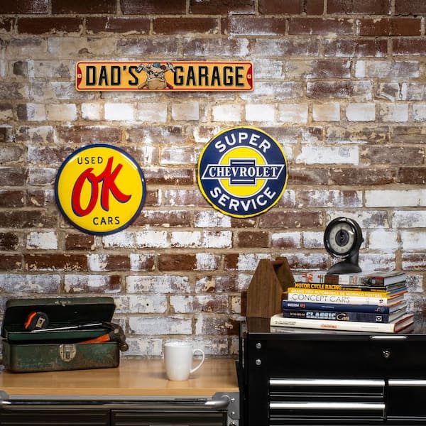 Open Road Brands Dad'S Garage Embossed Tin Street Sign 90162513-S - The  Home Depot