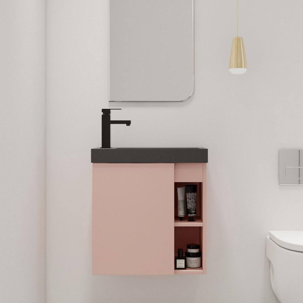 19.7 in. W x 9.9 in. D x 21.3 in. H Wall-Mounted Bath Vanity in Pink with B