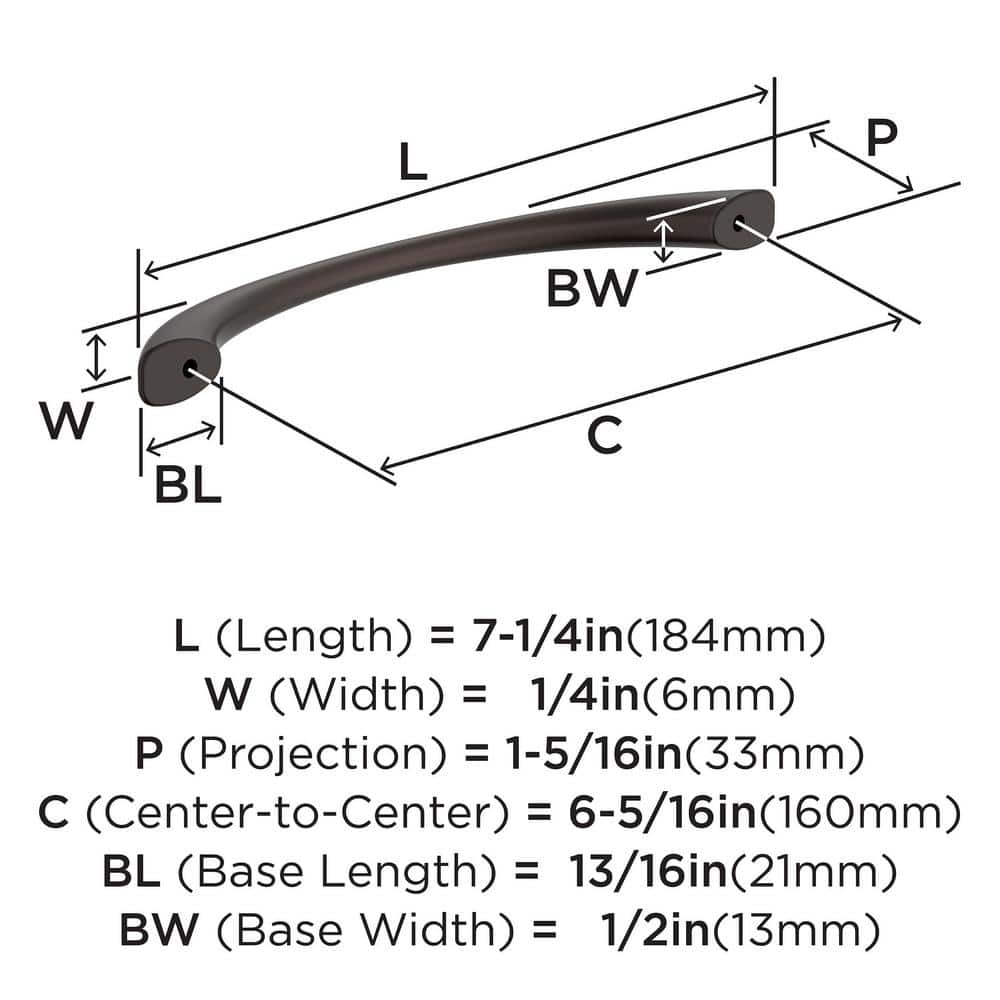 Oil-Rubbed Bronze Modern Arch Bar Drawer Pull 6-5/16 inch