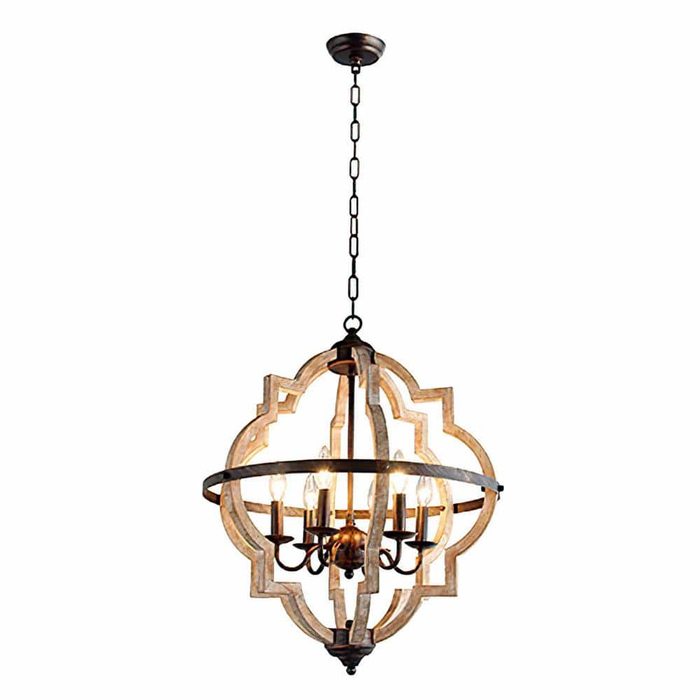 6-Light Black and Gold Spots Candlestick Chandelier
