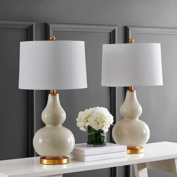 Karlen 28.5 in. Cream/Gold Leaf Table Lamp