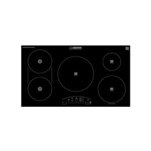 36 in. 240V 5-Elements Ceramic Glass Surface Built-in Hybrid Ceramic Induction Burner Cooktop 9200W in Black