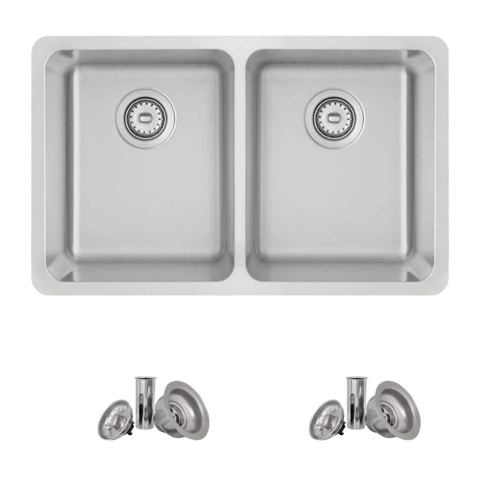 Dual-Mount 29 in. Stainless Steel 50/50 Double Bowl 18-Gauge Kitchen Sink with Strainers price history on PriceWatchPro