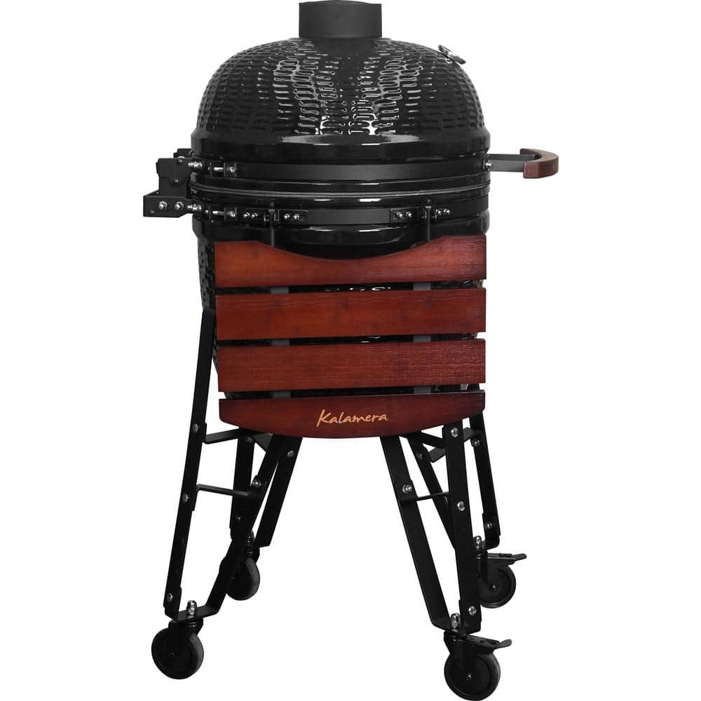 Kalamera 18'' Red Ceramic Kamado Charcoal Grill with Folding Shelves