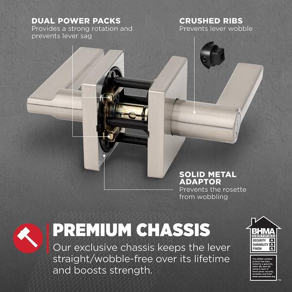 Kwikset Halifax Satin Nickel Keyed Storeroom Square Door Handle