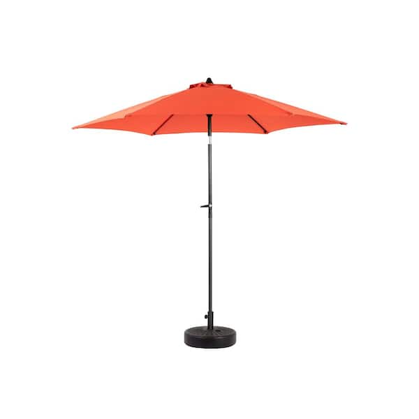 Tenleaf 9 ft. Steel Market Outdoor Patio Umbrella in Orange with Push Button Tilt and Crank, 6-Sturdy Ribs