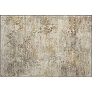 Mayfield Premium Machine Washable Abstract AMF2073 Tan 2 ft. x 3 ft. Accent Rug