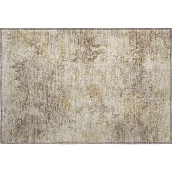 Mayfield Premium Machine Washable Abstract AMF2073 Tan 2 ft. x 3 ft. Accent Rug