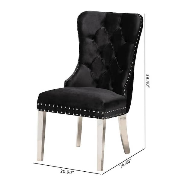 Baxton Studio Honora Black and Silver Dining Chair Set of 2 221