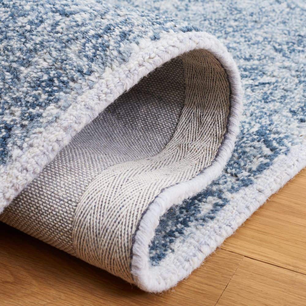 Handmade Blue and Grey Wool Tufted 4' x 6' Area Rug