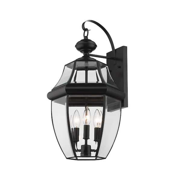 Unbranded Westover Black Outdoor Hardwired Lantern Wall Sconce with No Bulbs Included