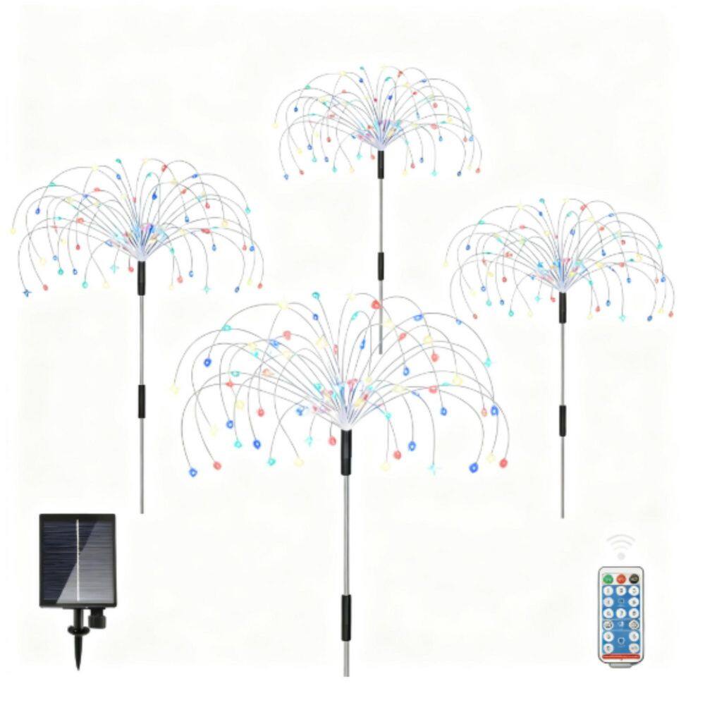 4 Pack Solar Colorful Garden Lights With 120 LED Copper Wire Waterproof Fireworks Lamp with Remote, 8 Modes for Lawn price history on PriceWatchPro