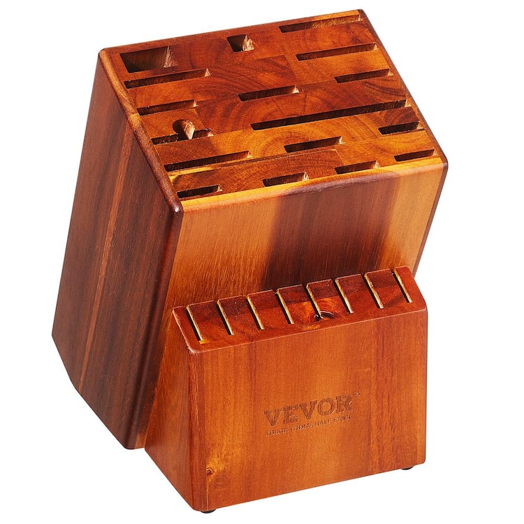 VEVOR Knife Storage Block 25 Slots, Acacia Wood Universal Knife Holders