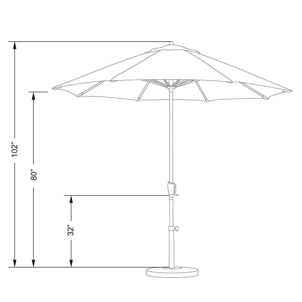 9 ft. Terracotta Aluminum Patio Umbrella with Auto Tilt Crank Lift
